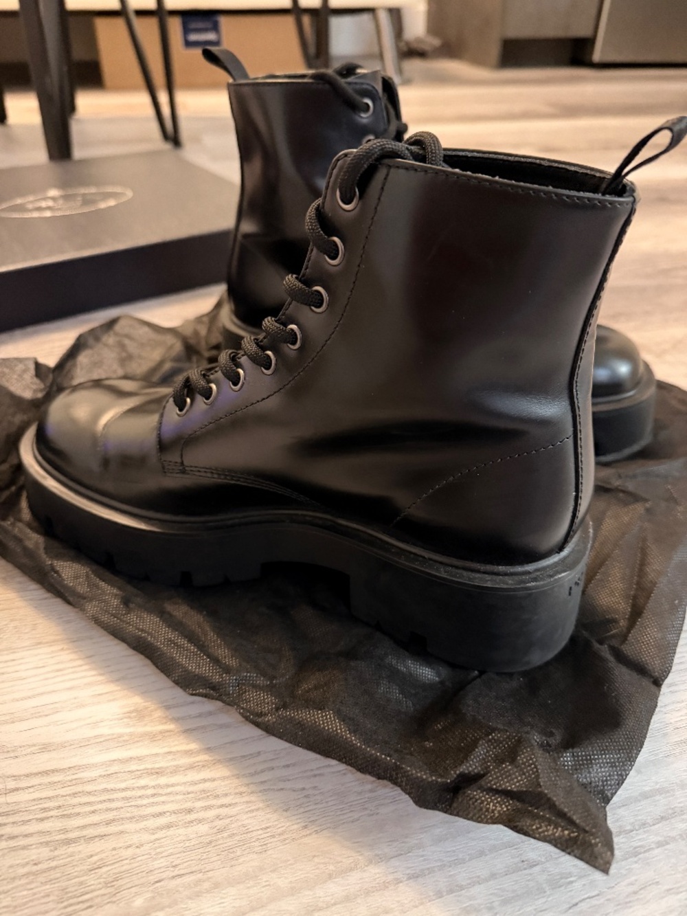 Men's Prada Laced Black Boots - Size 7 - Lightly Used - Picture 2 of 16